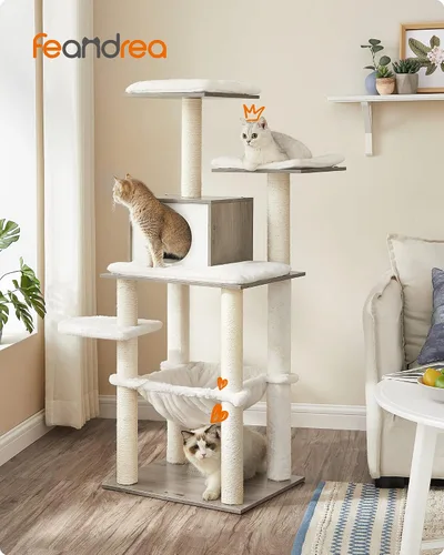Miniatura 2 de Feandrea Árbol para gatos, torre moderna de 54.3 pulgadas para gatos de interior, condominio para gatos de varios niveles, felpa ultrasuave, postes
