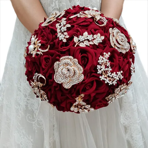 Miniatura 8 de YIFUwedding - Ramo de gota de agua para novia, color rojo vino, azul marino, propuesta de joyería de lujo, para dama de honor, novio, ramillete