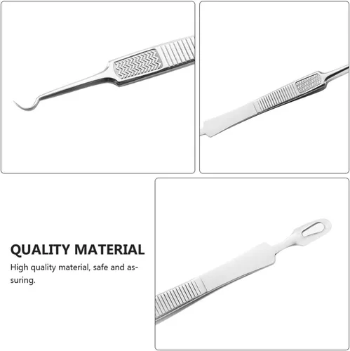 Miniatura 8 de Precisión de precisión de precisión 3 unids espinilla curvada punta de acero Comedone Splinter Extractor herramienta herramienta herramienta