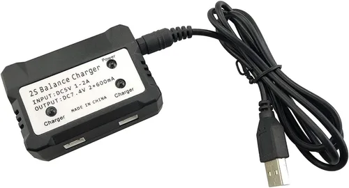 Miniatura 6 de Baterías de litio de 7.4 V 1100 mAh (2 piezas) con cargador 2 en 1 para WLtoys A949 A959 A969 A979 S989 V912 T23 T55 F45 RC Control remoto batería