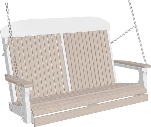 Miniatura 9 de LuxCraft Columpio clásico de poliéster de 4 pies con respaldo alto, fabricado con plásticos reciclados, fabricado en Estados Unidos (caoba antigua)
