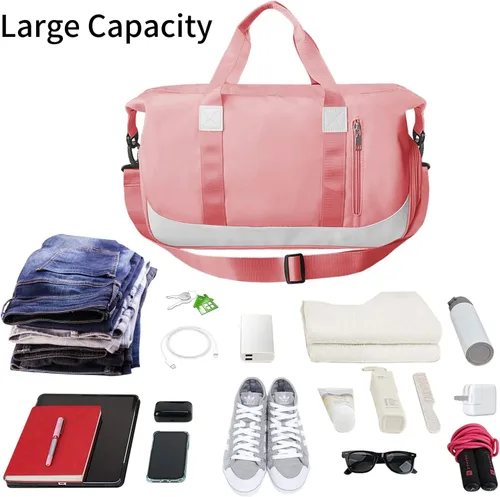Miniatura 5 de Suruid Bolsa deportiva para gimnasio, bolsa de viaje de viaje, bolsa de yoga ligera con compartimento para zapatos y bolsa de hombro con bolsillo