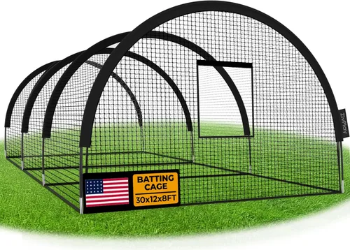 Miniatura 8 de Jaula de bateo de béisbol, jaulas de bateo para patio trasero, jaula portátil desplegable para béisbol y softbol con agujero para máquina de lanzar