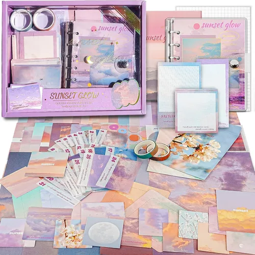 Miniatura 10 de Kit de Suministros para Scrapbooking, Kit de Scrapbook Estético Botánico Vintage para Bullet Journal Junk Journal A6 Cuaderno de Cuadrícula