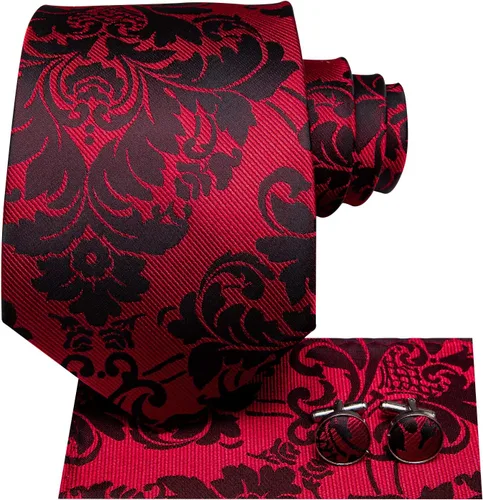 Miniatura 315 de Hi-Tie Corbatas de seda para hombre, diseño de cachemira a rayas, con bolsillo, gemelos cuadrados, conjunto formal de negocios