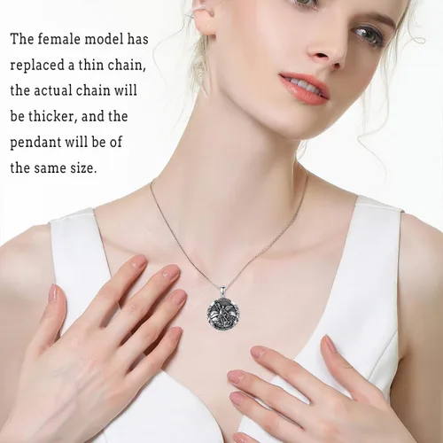 Miniatura 27 de CEKAMA - Collar de plata de ley 925 con dije de amuleto para hombres y mujeres, con cadena de 0.098 in, 22 pulgadas + 2 pulgadas