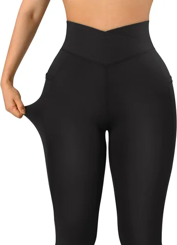 Miniatura 5 de RXRXCOCO Leggings cruzados sin costuras para mujer, cintura alta, levantamiento de glúteos, pantalones de yoga