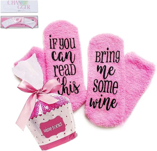Miniatura 22 de CHANGGER Calcetines unisex con texto en inglés "If You Can Read This Bring Me Some Fuzzy Funny Saying Crew Socks Christmas Unisex Gift