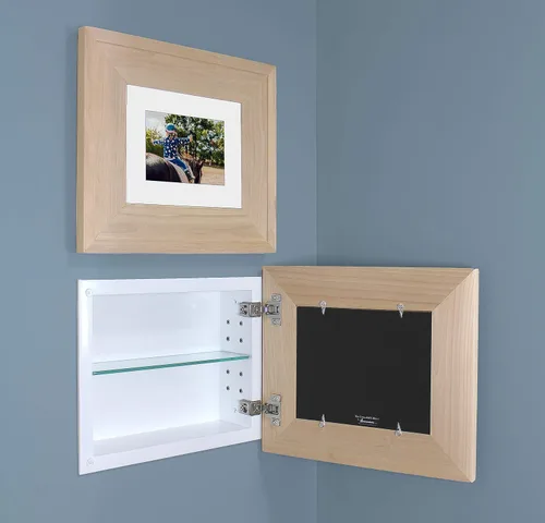 Miniatura 11 de Marco de fotos oculto de 11 x 14 pulgadas, botiquín sin espejo para baño, empotrado en la pared, fabricado en América del Norte, madera real, sin