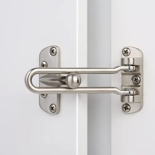 HASWARE Barra de seguridad para el hogar, cerradura de puerta antirrobo de aleación negra para puerta delantera e interior, tope de puerta de