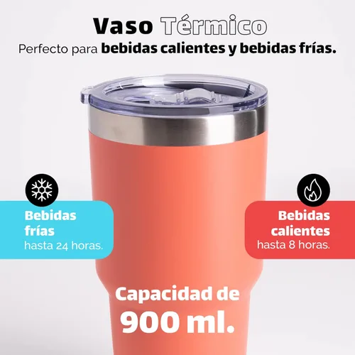 Miniatura 3 de NORDAY Vaso con tapa, 30 onzas, vaso aislado de coral, vasos de acero inoxidable, doble pared aislada al vacío, taza de café de viaje