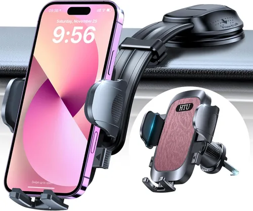 Miniatura 13 de HTU Soporte de teléfono de automóvil con succión más fuerte mejorado, brazo flexible, soporte giratorio para teléfono celular para salpicadero, Negro