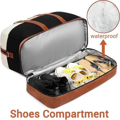 Miniatura 136 de IBFUN Bolsas de fin de semana para mujer, bolsa grande de lona para viaje, bolsa de viaje con compartimento para zapatos, 21 pulgadas, juego de 3