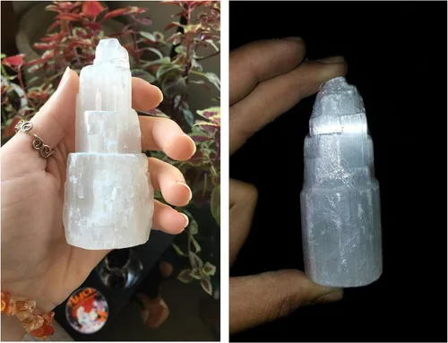 Miniatura 5 de JIC Gem lámparas de selenita eléctrica natural, rascacielos de cristal de 6 u 8 pulgadas, Blanco
