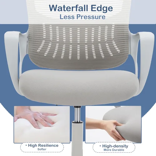 Miniatura 5 de Silla de escritorio ergonómica, silla de malla cómoda para computadora con reposabrazos y soporte lumbar ajustable, silla ejecutiva giratoria