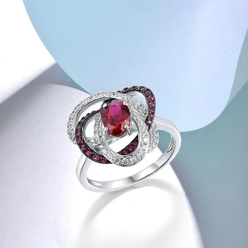 Miniatura 3 de Santuzza Anillo de plata de ley con piedras preciosas para mujer