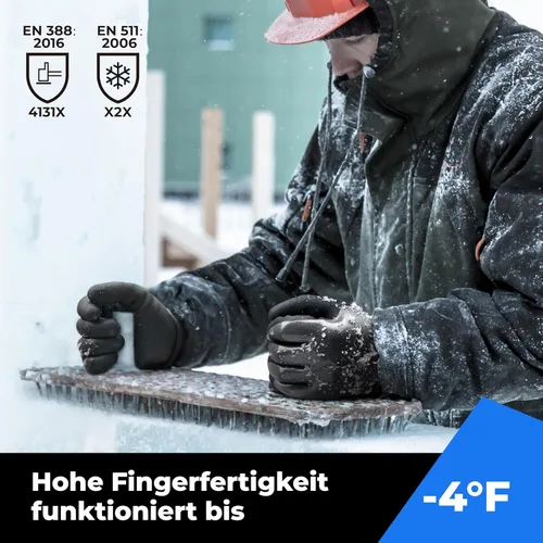 Miniatura 2 de Guantes impermeables para hombres y mujeres, guantes para congelador con agarre, doble recubrimiento de nitrilo para repelente extremo al aceite