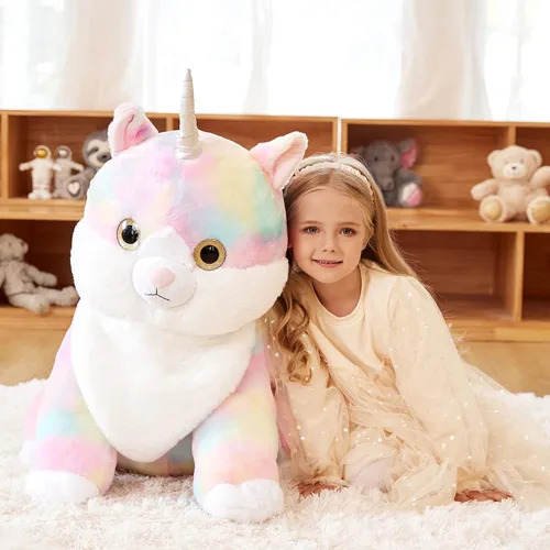 Miniatura 7 de EARTHSOUND Juguete de Peluche de Animal Relleno Caticornio Gato Unicornio Gigante, Juguetes Suaves Lindos Grandes Jumbo, 23 pulgadas Gran