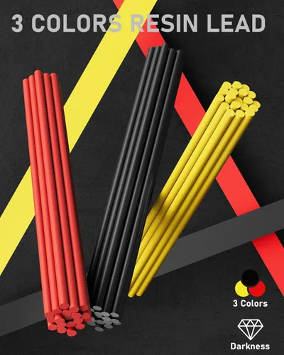 Miniatura 2 de Four Candies Juego de lápices mecánicos de 1.3mm con 24 repuestos de plomo, lápiz de carpintero de metal resistente a la intemperie para uso pesado