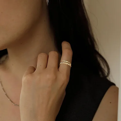 Miniatura 3 de Anillo antiestrés de doble capa para mujer, anillos ajustables para aliviar el estrés, anillos giratorios para hombres