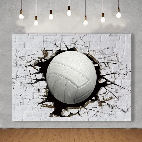 Miniatura 3 de Fondo de fiesta deportiva de 7 x 5 pies, fondo blanco, fondo de voleibol para niños, tema deportivo, fiesta de cumpleaños, decoración de asociación