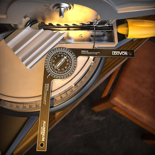 Miniatura 9 de LEXIVON Transportador de sierra ingletadora de aluminio Buscador de ángulos a prueba de óxido de 7 pulgadas con escalas grabadas con láser