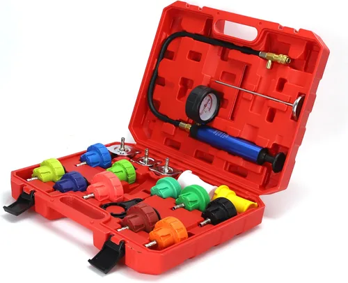 Yonligonju Kit de probador universal de fugas de presión de radiador, kit de probador de presión de refrigerante automotriz para motocicleta,