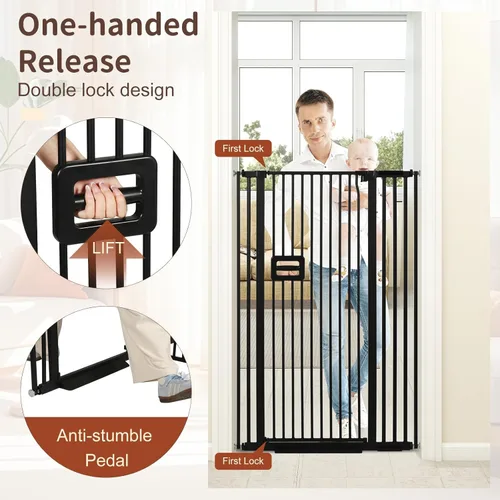 Miniatura 3 de SMONTER Puerta de bebé extra alta de 55 pulgadas de alto, puerta de seguridad para gatos, se expande a 34.2-38.2 pulgadas de ancho, puerta de perro