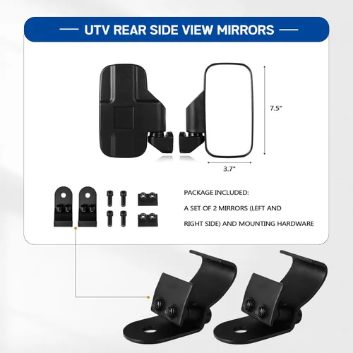 Miniatura 8 de UNIGT UTV - Espejos retrovisores compatibles con Polaris Ranger 570 900 XP 1000/Can-Am Defender Pro-Fit 2015+ espejos laterales separables