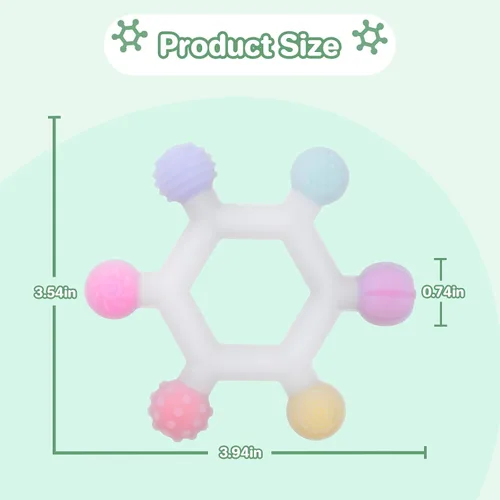 Miniatura 2 de Meartchy Paquete de 3 juguetes de dentición para bebés, juguetes de silicona sin BPA, juguetes para morder para bebés, alivio de la dentición