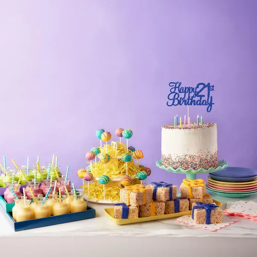Miniatura 7 de Gyufise 1 decoración para pastel de cumpleaños número 10 con purpurina azul para tarta de 10 años de edad, decoraciones fabulosas para tartas