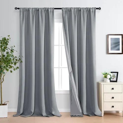 Miniatura 32 de XWZO Cortinas Opacas 100% Blancas - Cortinas de Bloqueo Total de Calor y Luz con Forro Negro para Dormitorio/Cuarto de Lavado, Paneles de Ventana
