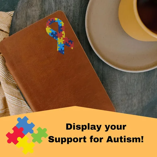 Miniatura 9 de 250 calcomanías con forma de cinta para autismo y conciencia de Asperger, perfectas para eventos, grupos de apoyo, recaudación de fondos y mucho más
