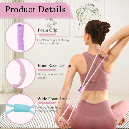 Miniatura 3 de Paquete de 2 bandas de resistencia de figura 8, bandas elásticas de entrenamiento para ejercicio, brazo, espalda, hombro, fitness, equipo de cuerda