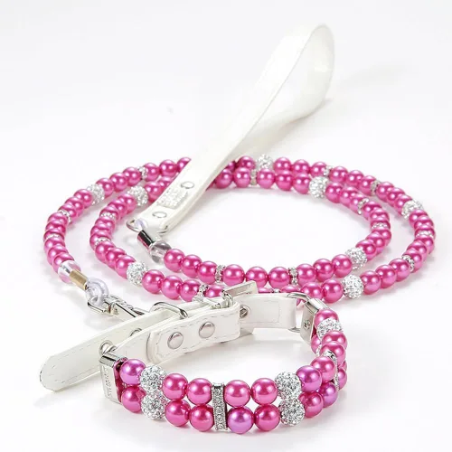Miniatura 8 de Collares de perlas para perros pequeños, collar de gato con diamantes de imitación, bonitos collares de cristal para cachorros, hembras pequeñas