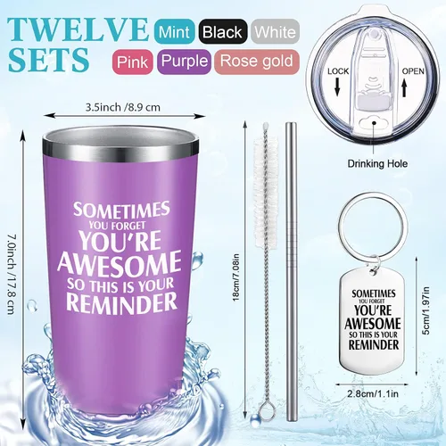 Miniatura 2 de Sieral Employee Thank You Supplies - Vaso inspirador de 20 onzas con llavero para compañeros de trabajo, regalos de agradecimiento para mujeres