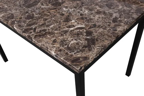 Miniatura 3 de Mesa de comedor de metal con tapa de mármol sintético laminado, color negro