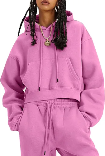 Miniatura 37 de Kissonic Conjunto deportivo de forro polar para mujer, 2 piezas, sudadera con capucha y pantalones deportivos