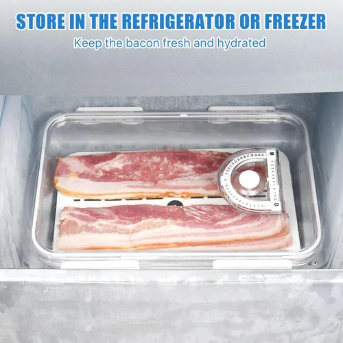 Miniatura 6 de Recipiente de tocino para refrigerador, hermético de plástico grueso y con tapas para refrigerador, organizador de almacenamiento de alimentos