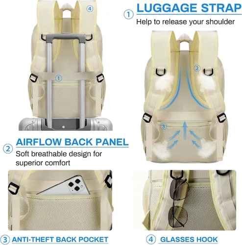 Miniatura 5 de RAINSMORE Mochila para laptop de 17 pulgadas, mochila de viaje grande para mujer, mochila impermeable para computadora, trabajo, universidad, bolsa