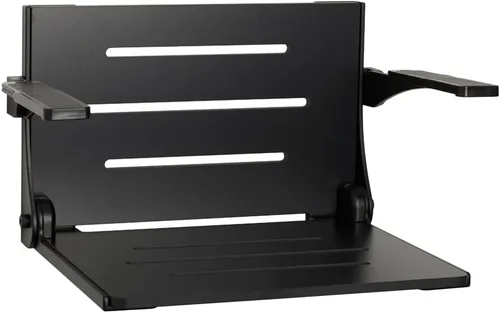 Seachrome Silhouette Comfort Banco de Ducha Plegable de Montaje en Pared con Brazos, Asiento Negro con Marco Negro Mate