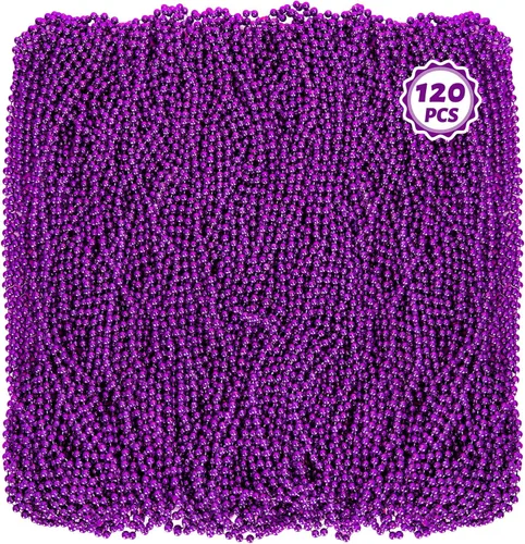 Miniatura 16 de Huskein 120 accesorios de Mardi Gras, collar de cuentas de 33 pulgadas, cuentas de Mardi Gras, collar de cuentas negras, cuentas a granel para Negro