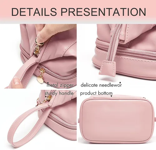 Miniatura 3 de Nuevo bolso cosmético del viaje de la capacidad grande, bolso del organizador del maquillaje, diseño interior claro del bolsillo, C-rosa, Clásico