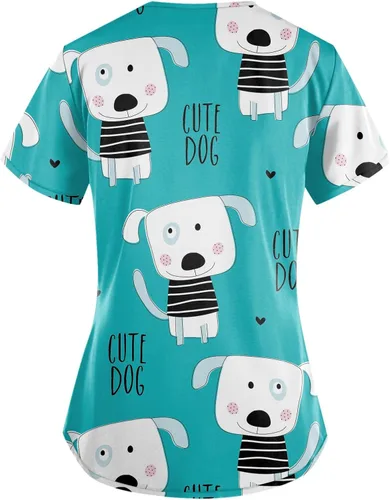 Miniatura 2 de Lindas camisetas médicas para perros para mujer, talla grande, suaves, elásticas, divertidas, de caricaturas, para enfermeras, pediátricas