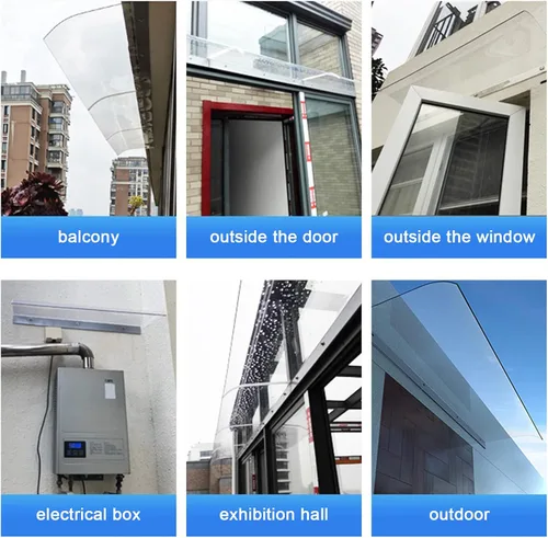 Miniatura 7 de Lámina de policarbonato de una pieza con protección UV y lluvia y nieve, para puerta delantera para exteriores, patio, toldo invisible para ventana