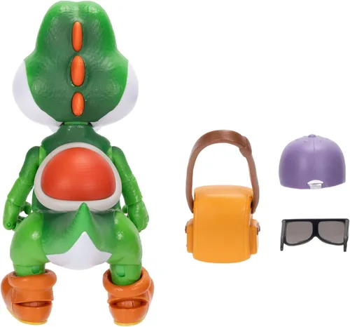 Miniatura 12 de Figuras de acción de la película Super Mario Galaxy de 5 pulgadas Serie 1 – Figura de Yoshi con sombrero, gafas de sol y accesorios de cartera