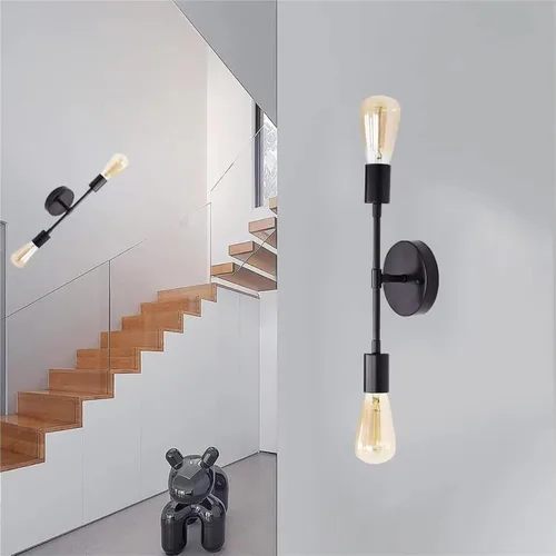 Miniatura 4 de Lámpara de pared industrial retro con 2 luces para espejo de tocador, apliques dobles para cocina, sala de estar, dormitorio, E27 Lampara Pared