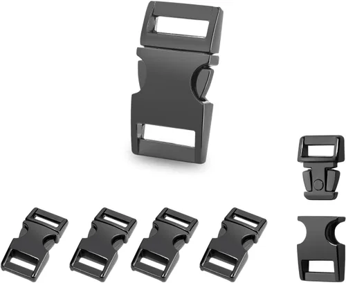 Miniatura 9 de CooBigo Metal Side Release Buckle Webbing Buckle Paracord Bracelet Clasps for Leather Strap Dog Collars Harness Belt 1 pulgada (0.984 in) negro
