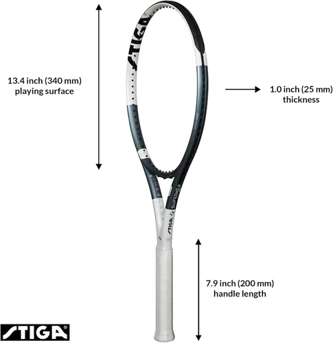 Miniatura 2 de STIGA Raqueta de tenis Supreme, raqueta de fibra de carbono de peso medio sin ataduras, todos los niveles de juego para mayor velocidad y control