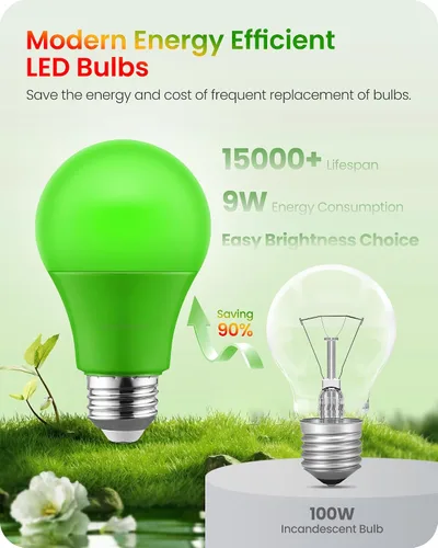 Miniatura 5 de Bombilla roja y verde, bombilla LED de color de 9 W (equivalente a 60 W), base E26, bombillas rojas de Navidad para camino, porche, Halloween
